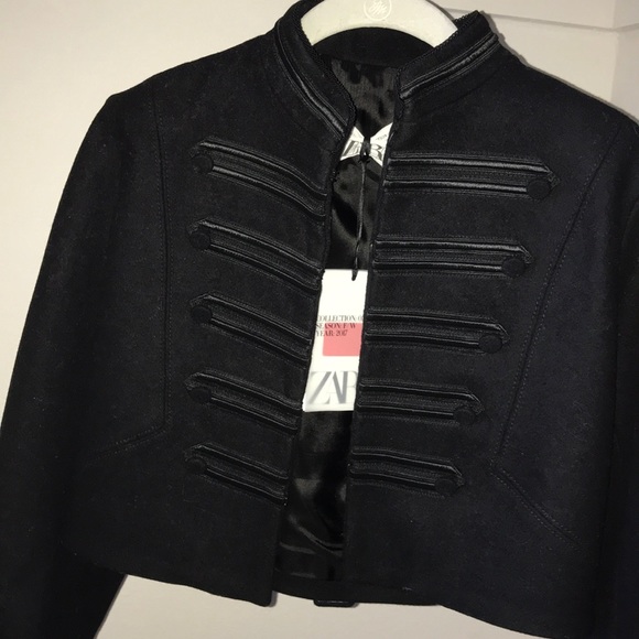 Zara Jackets & Blazers - Zara runway cropped button military black jacket